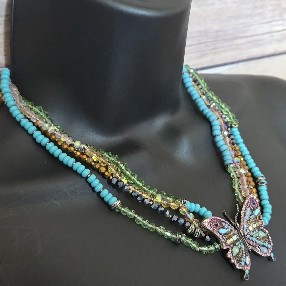 Betsey Johnson Colorful Butterfly Necklace NWT - Picture 3 of 15